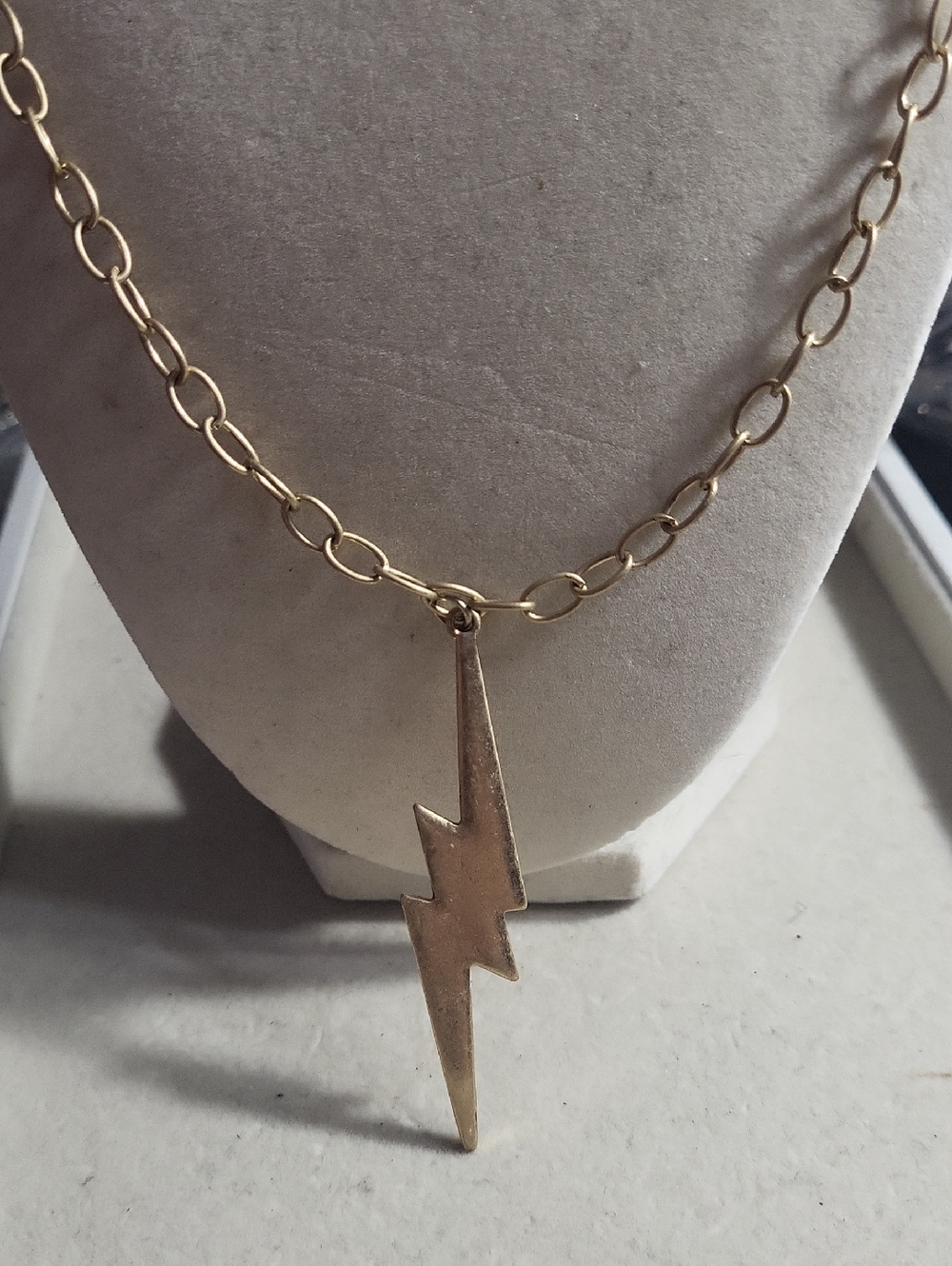 Gold Tone Lightning Bolt Pendant Necklace - Women Jewelry
